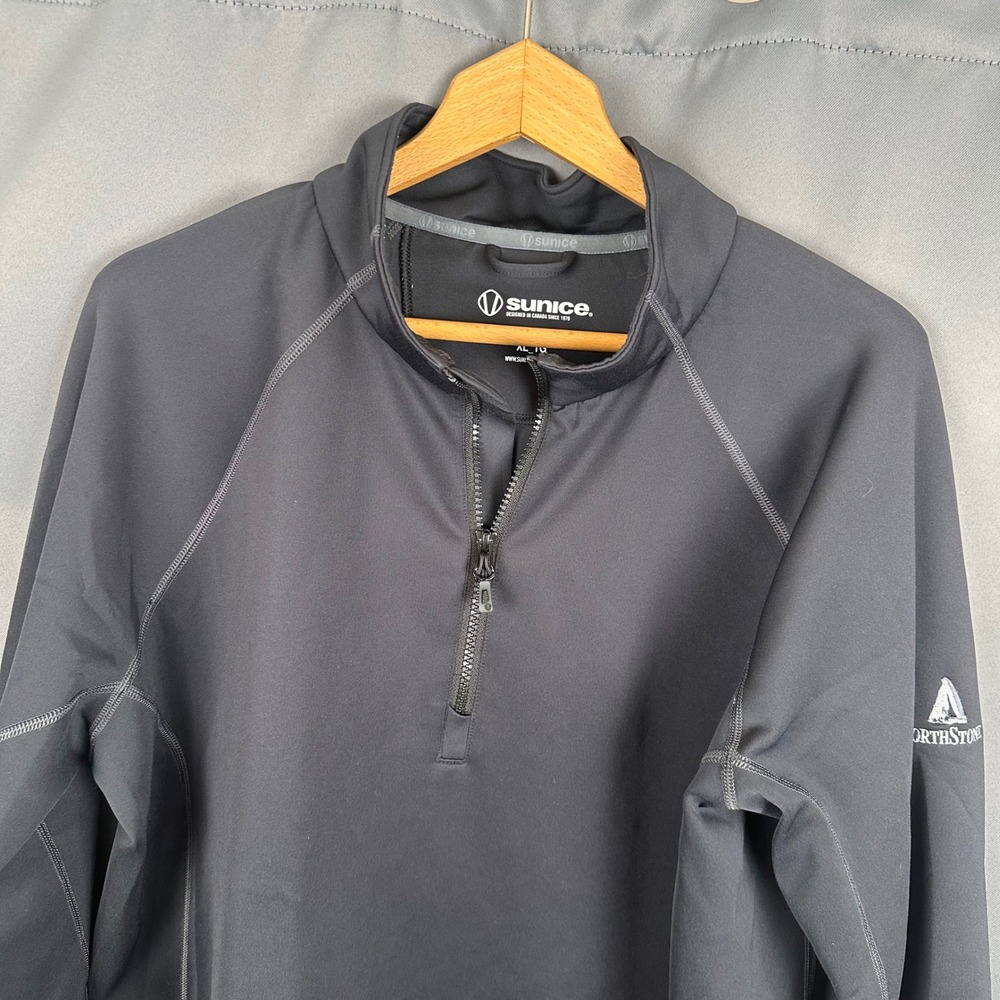 Sunice Mens XL 1/4 Zip Pullover Charcoal Black North Stone Golf Activewear Top - Picture 8 of 8